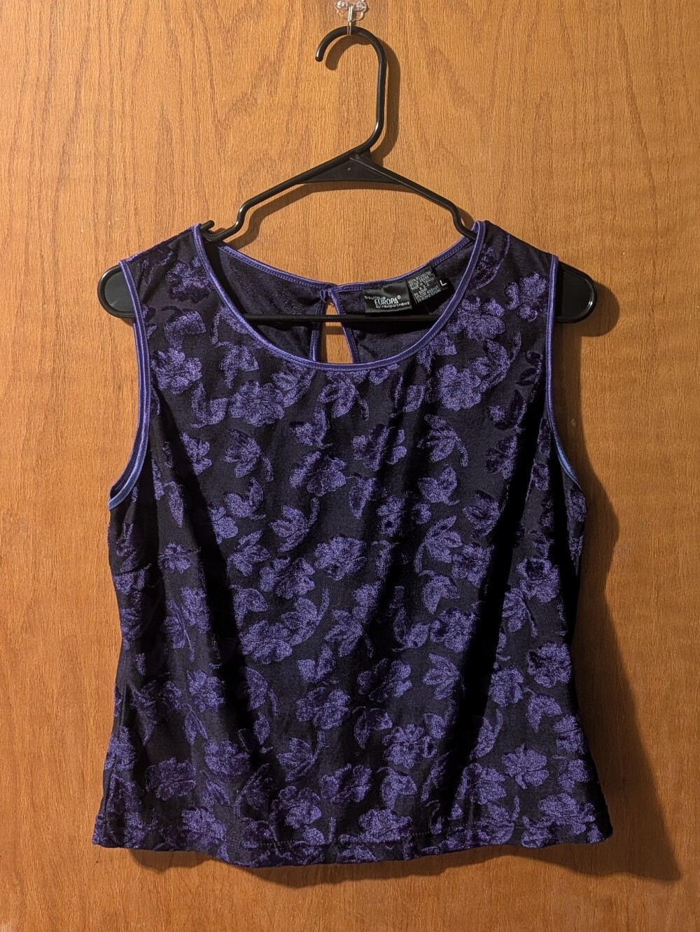 Floral Velvet Tank Top in Purple & Black Large Like New Goth